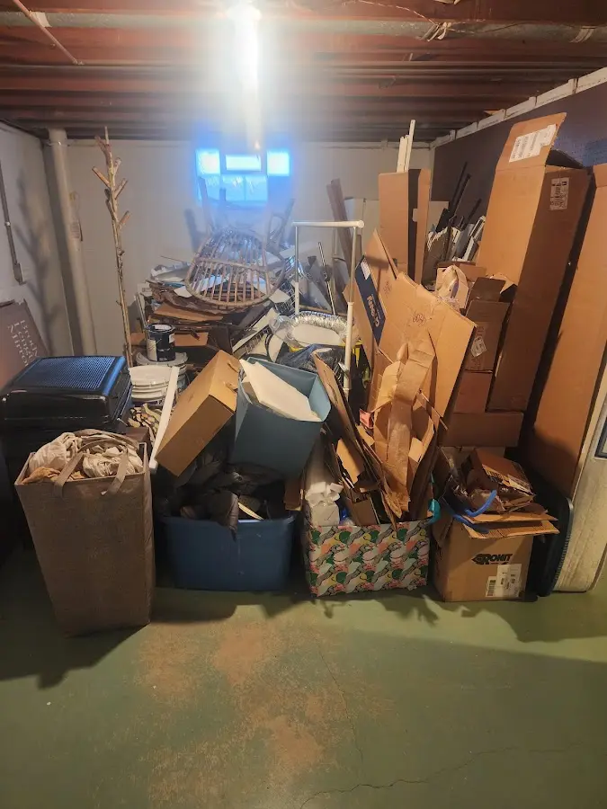 Roll-off dumpster container at job site for 2 Yard Dumpster Rental in Fairfield